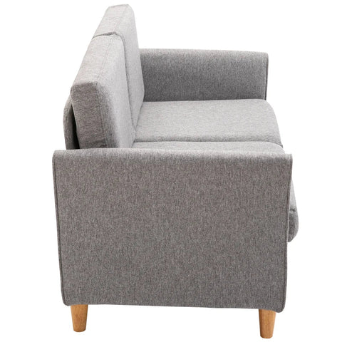 Rootz Two-seater Sofa - Removable Cushions - Linen - Foam - Rubberwood  - Light Gray - 141x65x78cm