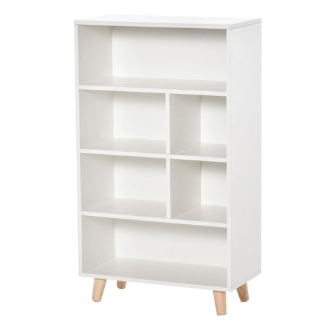 Rootz Bookcase - Modern Bookshelf - Bookcase with 6 Compartments - Home - Office - Living Room - White - 60 cm x 30 cm x 103.3 cm