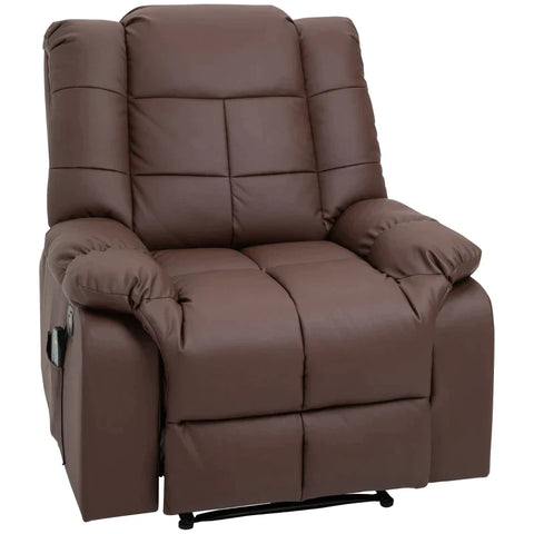 Rootz Massage Chair - Relaxation Chair - Tv Chair - Massage Function - Tiltable With Remote Control - Imitation Leather - Brown - 94 x 99 x 99 cm