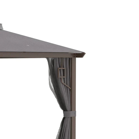 Rootz Gazebo - Garden Gazebo - Pavilion - Garden Tent - Party Tent - With Side Nets And Curtains - Aluminum/Steel/Polyester - Dark Grey - 4m x 3m