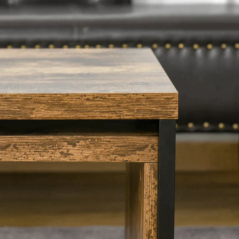 Rootz Coffee Tables - Nesting Tables - Side Tables - Black/Brown - 90x48x42 cm/59x42x36 cm
