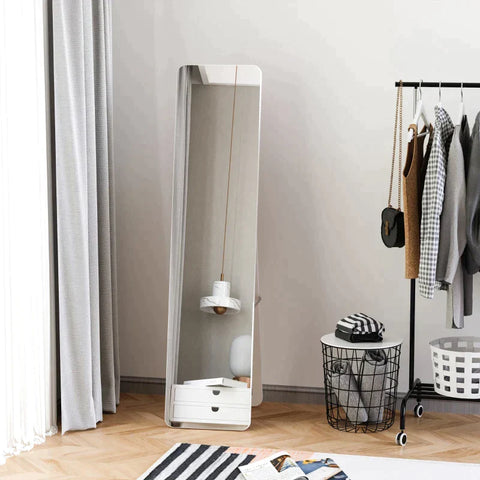 Rootz Dressing Mirror - Standing Mirror - Full Length Mirror - Wall Hanging Dressing Mirror - Tall Full Body Mirror - 37 Cm X 43 Cm X 156 Cm