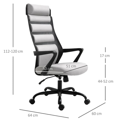Rootz Bureaustoel - Ergonomische Draaistoel - Schommelfunctie Armleuning - In Hoogte Verstelbaar - Kunstlinnen Staal - Grijs + Zwart -60 x 64 x 112-120 cm