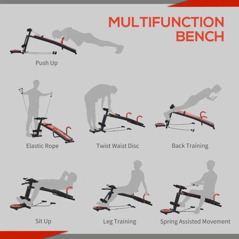 Rootz Sit Up Bench - Sit-up & Dumbbell Bench - Training Bench - Red/Black - 166 x 53 x 52-60 cm