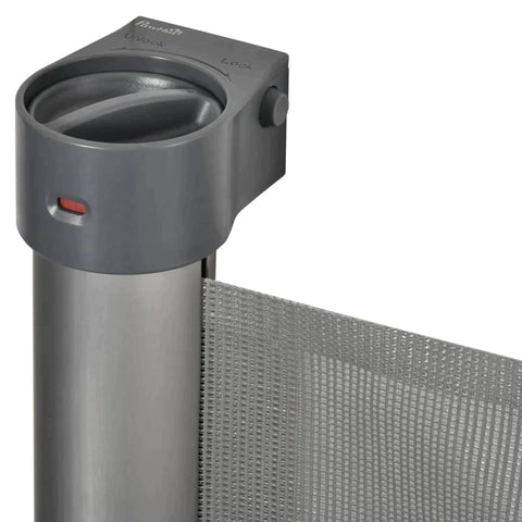 Rootz Pet Gate - Stair Gate - Extendable Door Gate - Roll One-hand Operation Door Gate - Stair Protection Barrier Gate For Dog - Door Protection - Grey - 140 x 10.5 x 88 cm