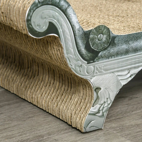 Rootz Scratching Board - Corrugated Cardboard - Scratching Furniture - Scratching Sofa With Mat - Scratching Toy - Cat Lounge - Scratching Pad - Cat Toy - White/Brown - 60 x 29 x 26.5 cm