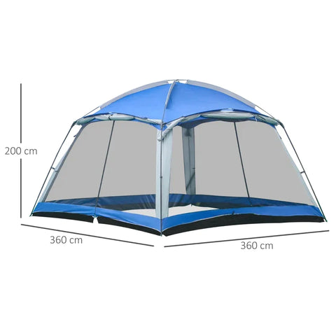 Rootz Camping Tent - Tent - 8 Persoons Kampeertent - Met Draagtas - Polyester/Staal/Glasvezel - Blauw - 3,6 x 3,6 x 2 m