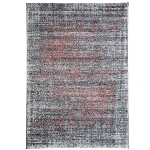 Rootz Rug - Short-Pile Rug - With A Mottled Pattern - Rug Pad - Modern Woven Carpet - Carpet - Mat - Polypropylene - Grey-Coral - 140 x 67 x 1 cm