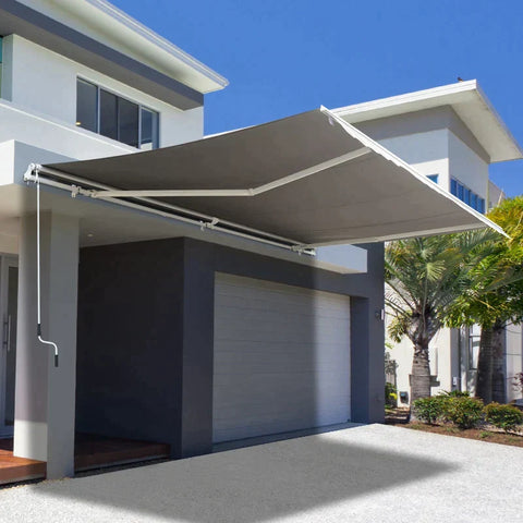 Rootz Awning - Articulated Arm Awning - Cassette Awning - Remote Control Awning - Aluminum - Grey - 4.95x3m