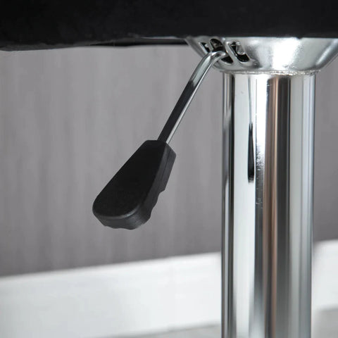 Rootz Bar Stool - Set Of 2 Bar Stool - Velvet Look - Height Adjustable - 360 Degrees Rotatable - Black + Silver - 58cm x 58cm x 108cm