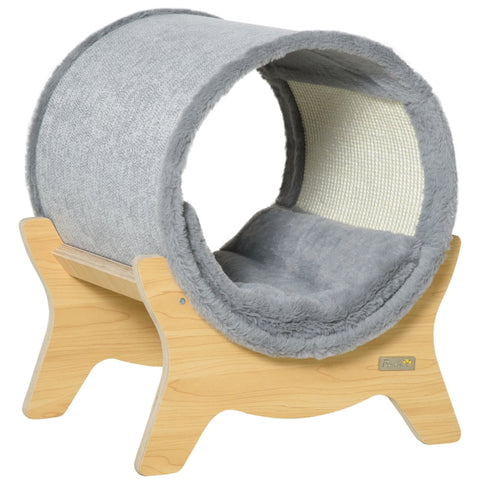 Rootz Cat House - Cat Cave - Cat Bed - Cat Hut - Met Plank - Met Kladblok - Meerlaags Board/Polyester - Grijs - 41 x 40 x 47 cm