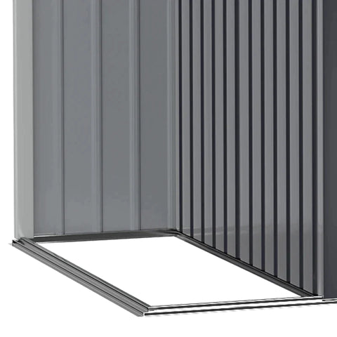 Rootz Tool Shed - Garden Shed with Side Storage - Sliding Door - Steel - Black - 257 x 142 x 184 cm