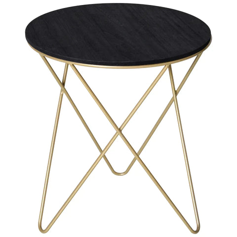 Rootz Coffee Table - Rossed Hairpin Legged Side Table - Bedside Table - Metal - MDF Class E1 - Black/Gold