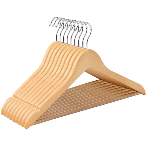 Rootz Kleiderbügel aus Ahornholz 10 Stück – Kleiderbügel – drehbar – Schwarz – 44,5 x 1,2 x 23 cm (LxBxH)