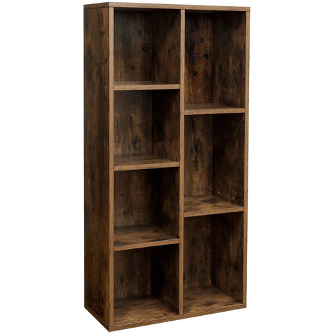 Rootz Bookcase - Storage Cabinet - 7 Compartments - Industrial - Wood - Brown - 50 x 24 x 106 cm