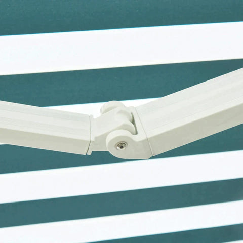 Rootz-Markise – Gelenkarm-Markise – Manuell einziehbare Markise – Sonnenschutz – Balkon – Grün/Weiß – 2,95 x 2,5 m