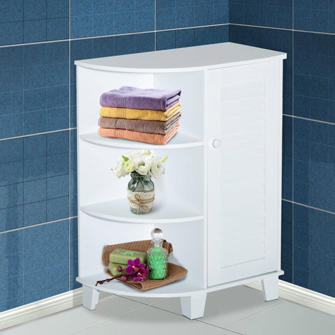 Rootz Bathroom Cabinet - Corner Cabinet - Bathroom Furniture - 60 x 30 x 80 cm - Small Cabinet - MDF - White