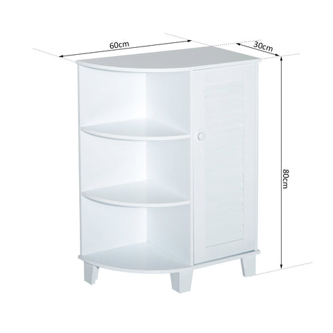 Rootz Bathroom Cabinet - Corner Cabinet - Bathroom Furniture - 60 x 30 x 80 cm - Small Cabinet - MDF - White