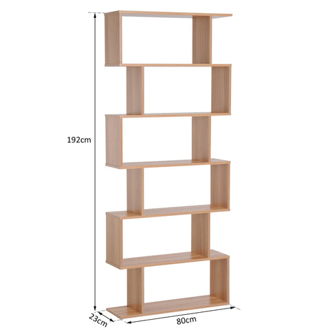 Rootz Bookcase - Bookshelf - Chipboard - 6 Storage Compartments - Maple