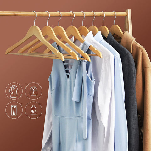 Rootz Kleiderbügel aus Ahornholz 10 Stück – Kleiderbügel – drehbar – Schwarz – 44,5 x 1,2 x 23 cm (LxBxH)