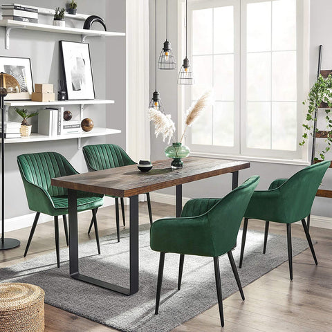 Rootz Dining Chair - Modern and Elegant Leisure Chair - Dining Chairs - Metal Legs - Green - 62.5 x 60 x 85 cm (LxWxH)