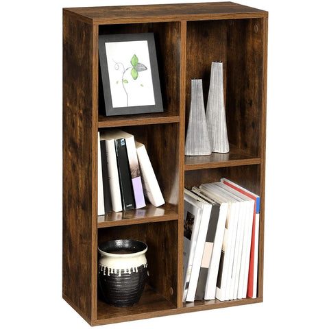 Rootz Bookcase - Storage cabinet with 5 compartments - Cupboards - Wood - Brown - 50 x 24 x 80 cm