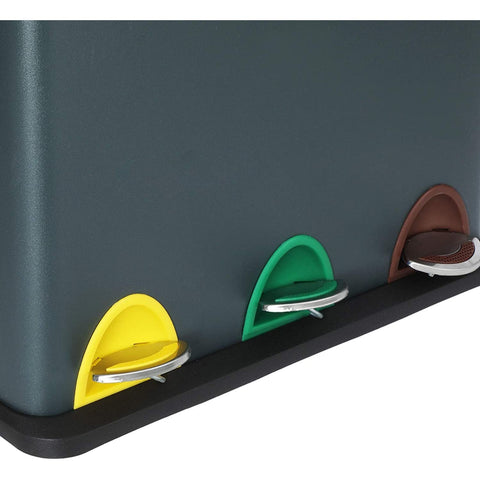 Rootz Trash Can 24L - Trash Can Waste Separation - Pedal Bin Stainless Steel - 3-in-1 Waste Bin - Smoke Gray