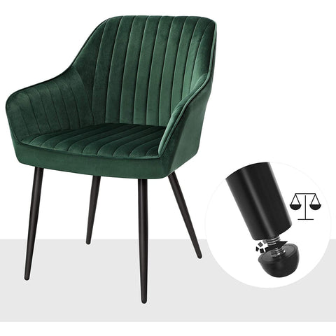 Rootz Dining Chair - Modern and Elegant Leisure Chair - Dining Chairs - Metal Legs - Green - 62.5 x 60 x 85 cm (LxWxH)