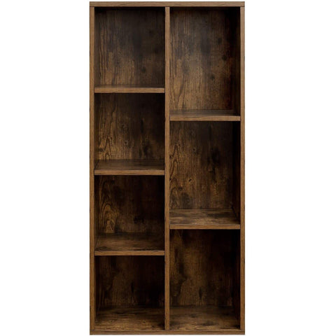 Rootz Bookcase - Storage Cabinet - 7 Compartments - Industrial - Wood - Brown - 50 x 24 x 106 cm