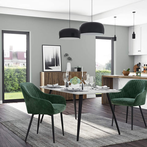Rootz Dining Chair - Modern and Elegant Leisure Chair - Dining Chairs - Metal Legs - Green - 62.5 x 60 x 85 cm (LxWxH)