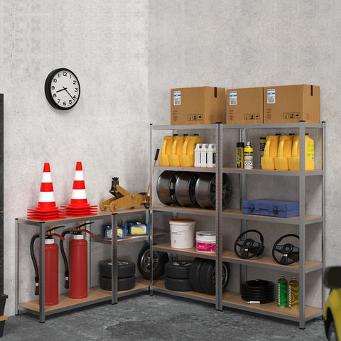 Rootz Storage Rack - Shelving Unit - Whiteh Galvanized Metal - Shelves - Storage Space - 170 x 75 x 30 cm