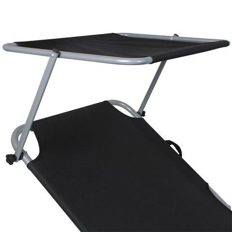 Rootz Liege – Liege – Loungesessel – Gartenstuhl – Relaxsessel – klappbar – weißes Sonnendach – 195 x 60 x 30 cm