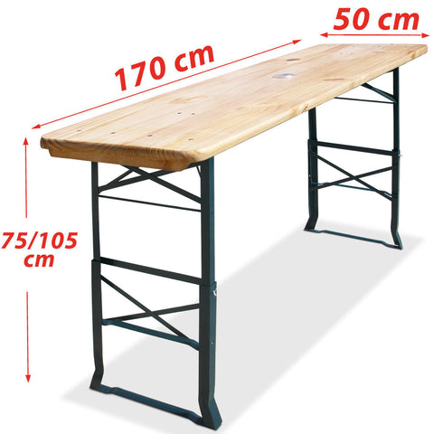 Rootz Biertenttafel - Bartafel - Tafel - Opklapbaar - 170 x 50 x 75-105cm