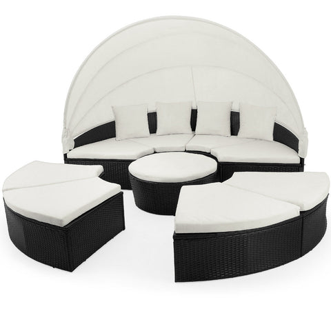 Rootz Sun Island - Whiteh Sun Canopy - Garden - Terrace - Garden Furniture - Polyrattan - Brown - Ø 230 cm