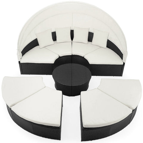 Rootz Sun Island - Whiteh Sun Canopy - Garden - Terrace - Garden Furniture - Polyrattan - Brown - Ø 230 cm