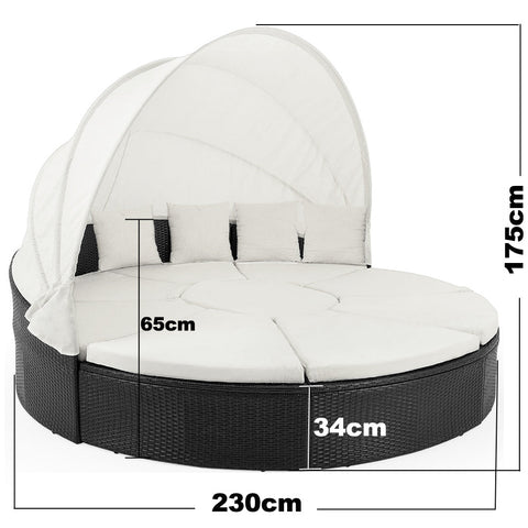 Rootz Sun Island - Whiteh Sun Canopy - Garden - Terrace - Garden Furniture - Polyrattan - Brown - Ø 230 cm