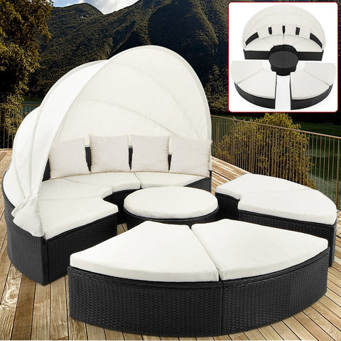 Rootz Sun Island - Whiteh Sun Canopy - Garden - Terrace - Garden Furniture - Polyrattan - Brown - Ø 230 cm