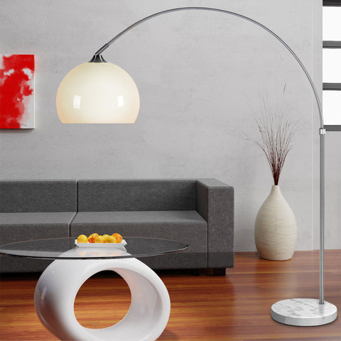 Rootz Arc Lamp - Whiteh Marble Base - Standing Lamp - Floor Lamp - Adjustable - 220 cm