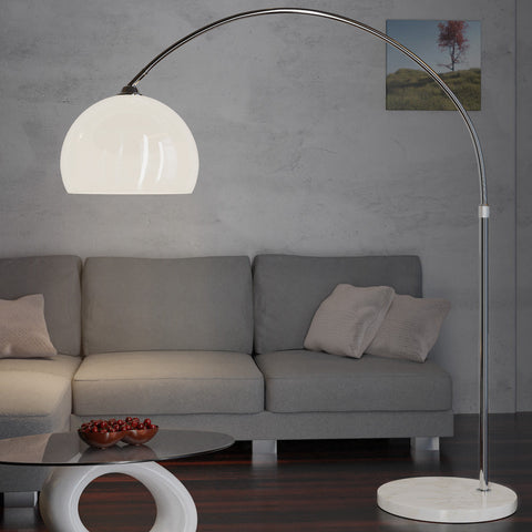 Rootz Arc Lamp - Whiteh Marble Base - Standing Lamp - Floor Lamp - Adjustable - 220 cm