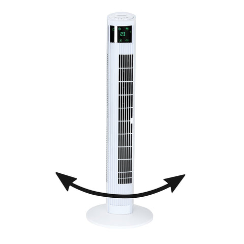 Rootz Tower Fan - Fan - Incl. Remote Control - Whiteh Display And Turbo Function - Fans - 32 x 96 x 32 cm