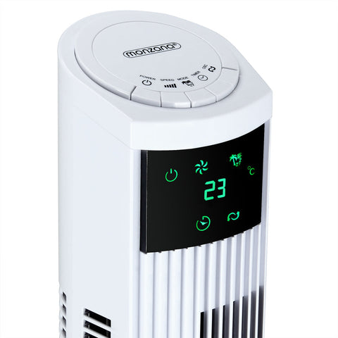 Rootz Tower Fan - Fan - Incl. Remote Control - Whiteh Display And Turbo Function - Fans - 32 x 96 x 32 cm