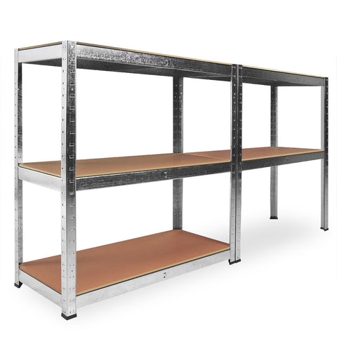 Rootz Storage Rack - Shelving Unit - Whiteh Galvanized Metal - Shelves - Storage Space - Set Of 2 - 180 x 90 x 40 cm