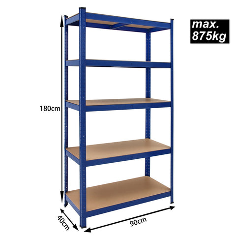 Rootz Shelving Unit - Storage Rack - Whiteh Powder Coated Metal - Shelves - Storage Space - 180 x 90 x 40 cm