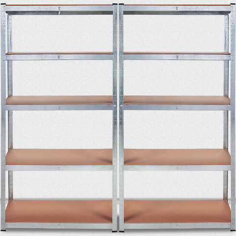 Rootz Storage Rack - Shelving Unit - Whiteh Galvanized Metal - Shelves - Storage Space - 170 x 75 x 30 cm
