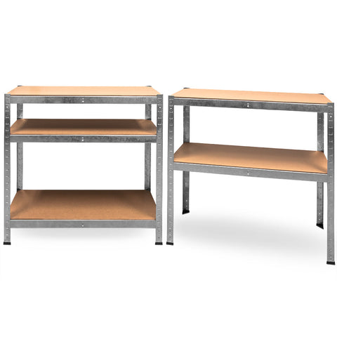 Rootz Storage Rack - Shelving Unit - Whiteh Galvanized Metal - Shelves - Storage Space - 170 x 75 x 30 cm