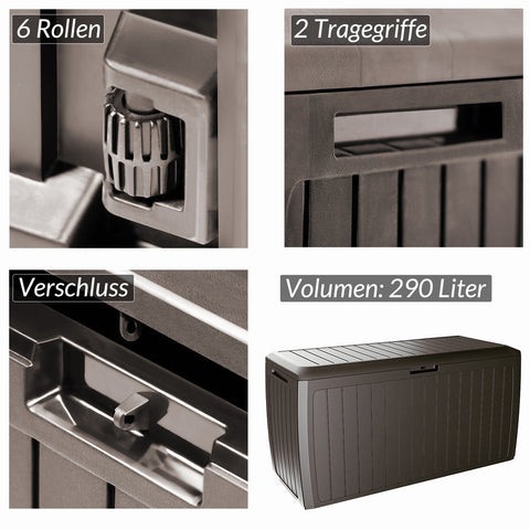 Rootz Gartenmöbel - Aufbewahrungsbox - Stützbox - 290 L - 116 x 47 x 60 cm