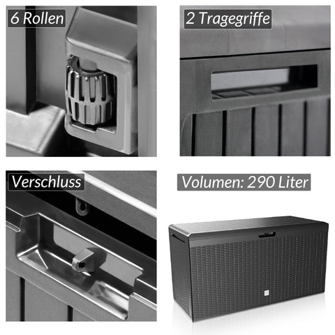 Rootz Gartenmöbel - Aufbewahrungsbox - Stützbox - 290 L - 116 x 47 x 60 cm
