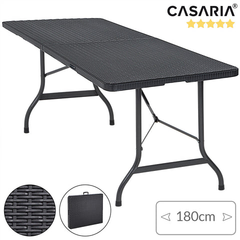 Rootz Folding table - Dining table - Picnic table - Foldable - Foldable - Tabletop Whiteh Practical Suitcase Function - 180 x 75 x 73 cm