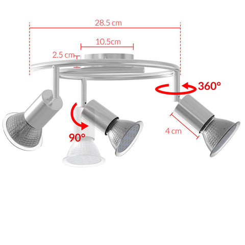 Rootz LED Plafondlamp - Hanglamp - Plafondverlichting - Lampen - Spots - 3-vlammig - 300 x 125 mm