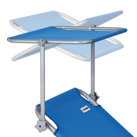 Rootz Liege – Liege – Loungesessel – Gartenstuhl – Relaxsessel – klappbar – weißes Sonnendach – 195 x 60 x 30 cm